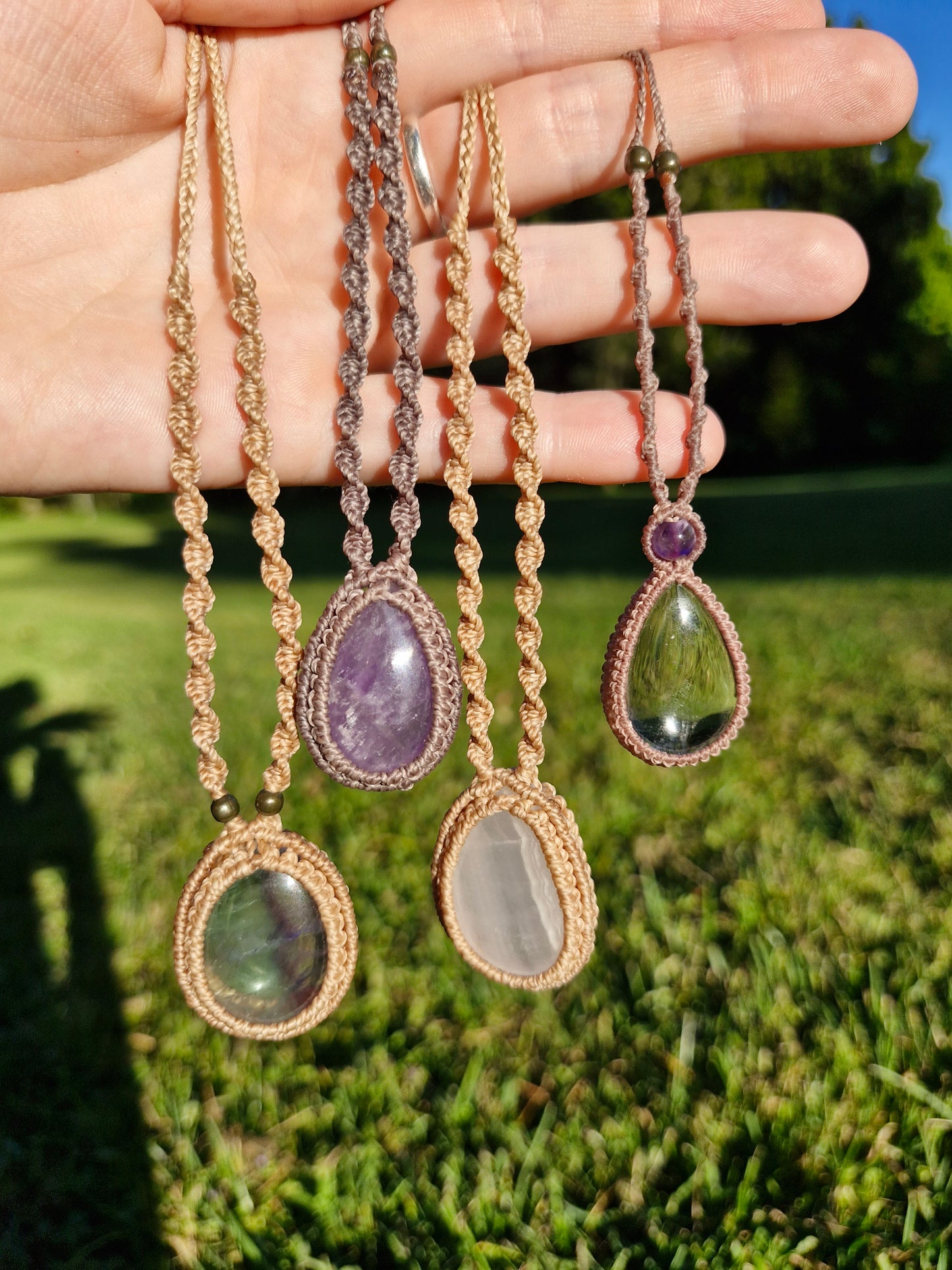 Fluorite Macrame pendant