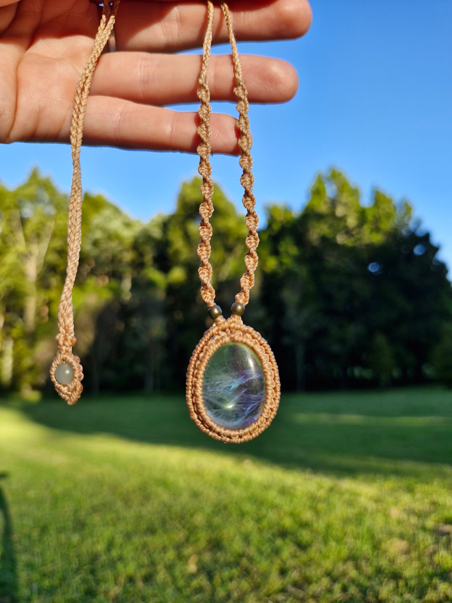 Fluorite Macrame pendant