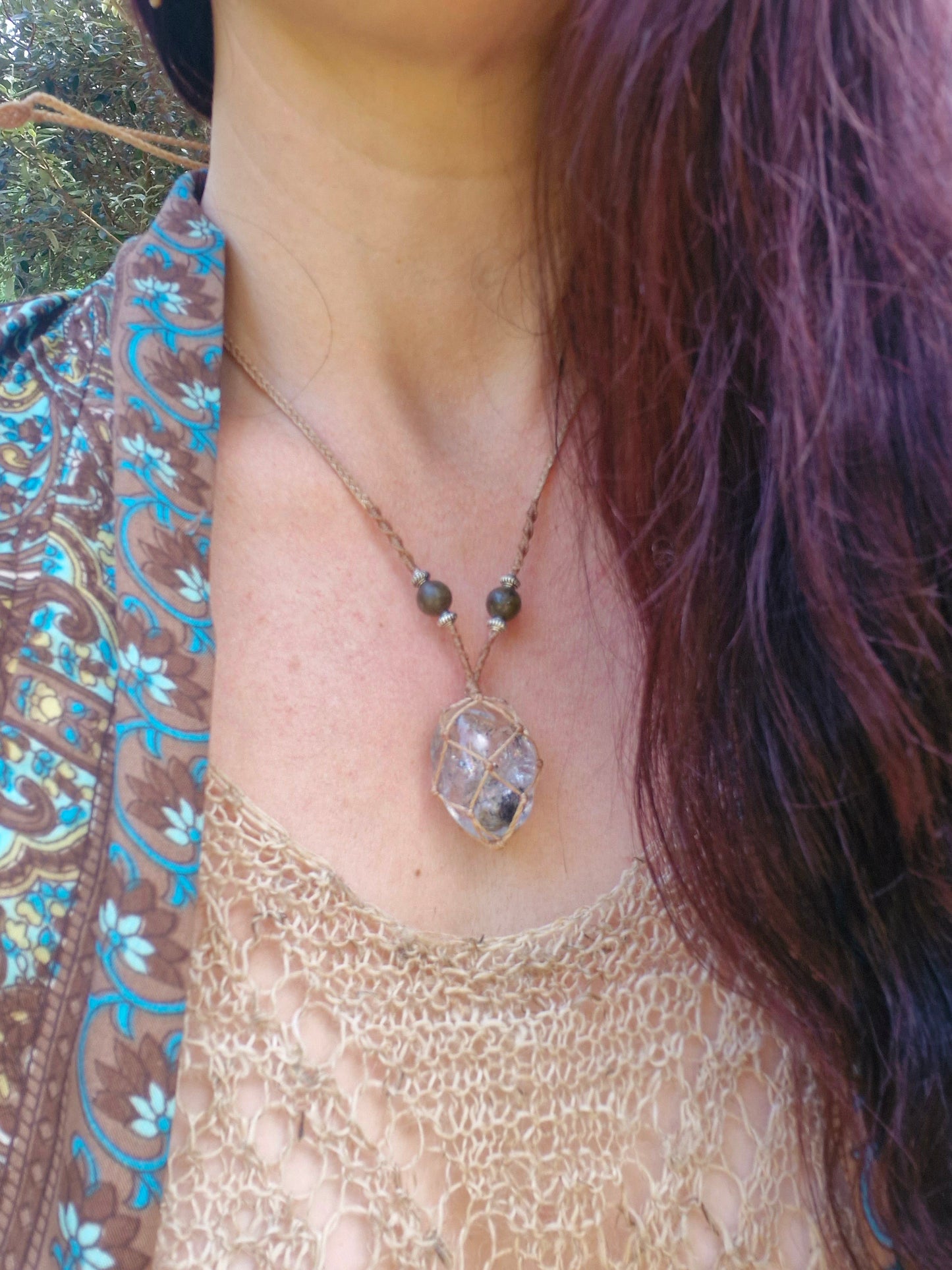 Tibetian Quartz macrame necklace