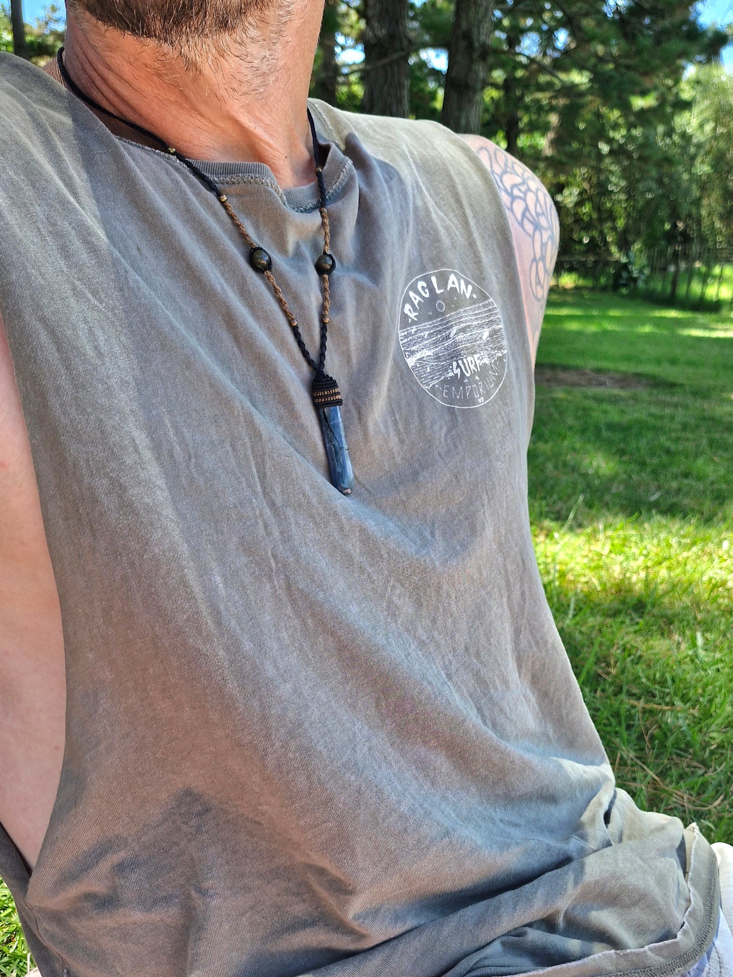 Blue Kyanite and Labradorite pendant