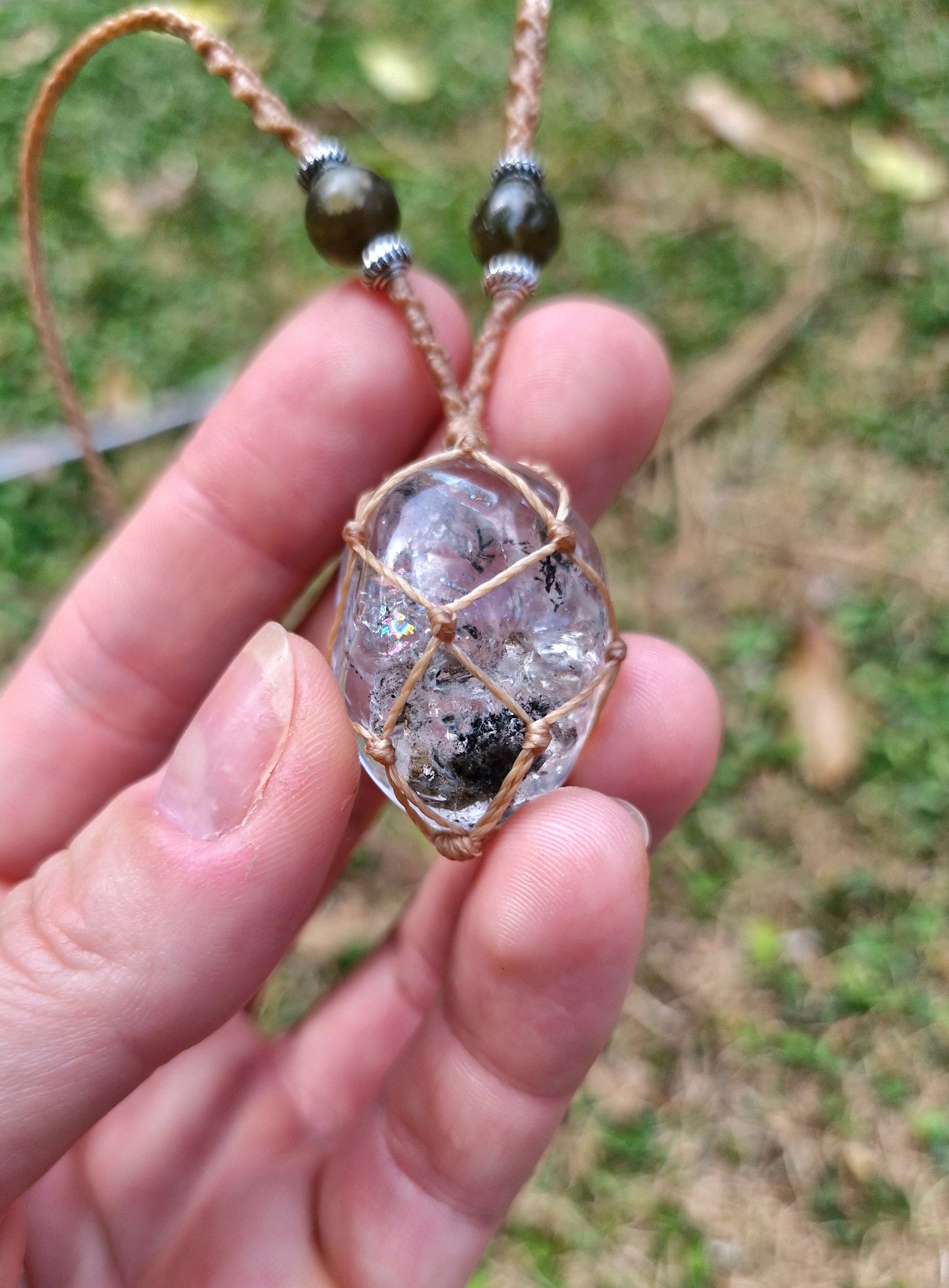Tibetian Quartz macrame necklace