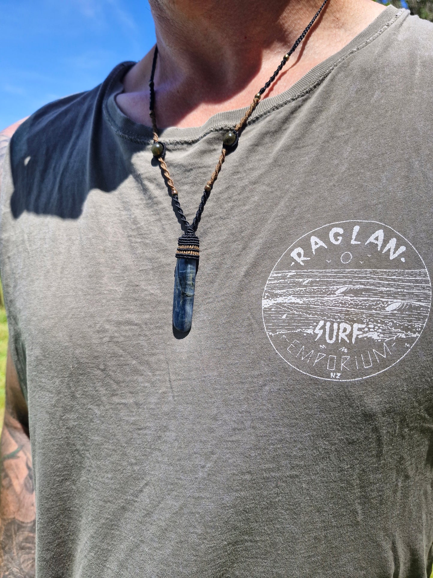 Blue Kyanite and Labradorite pendant