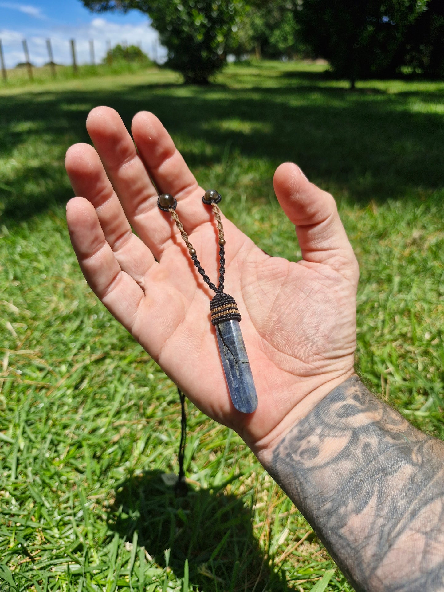 Blue Kyanite and Labradorite pendant