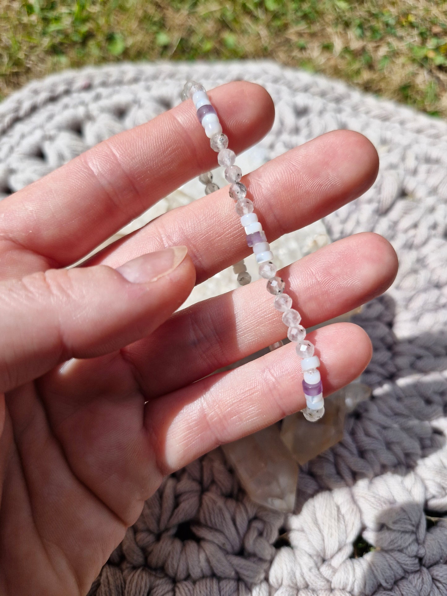 Moonstone, Amethyst and Mother of Pearl Bracelet