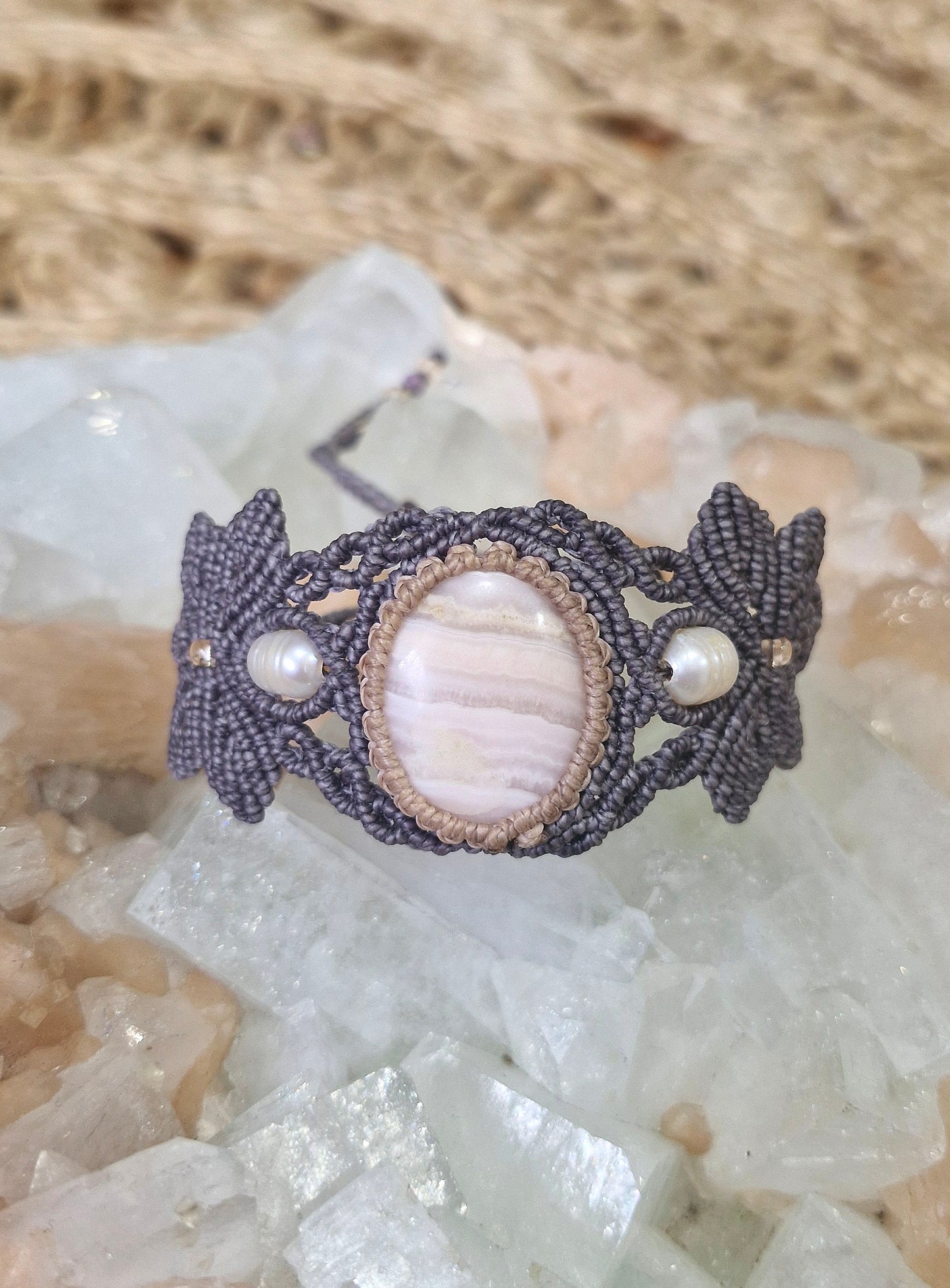 Mangano Calcite and Pearl Bracelet cuff