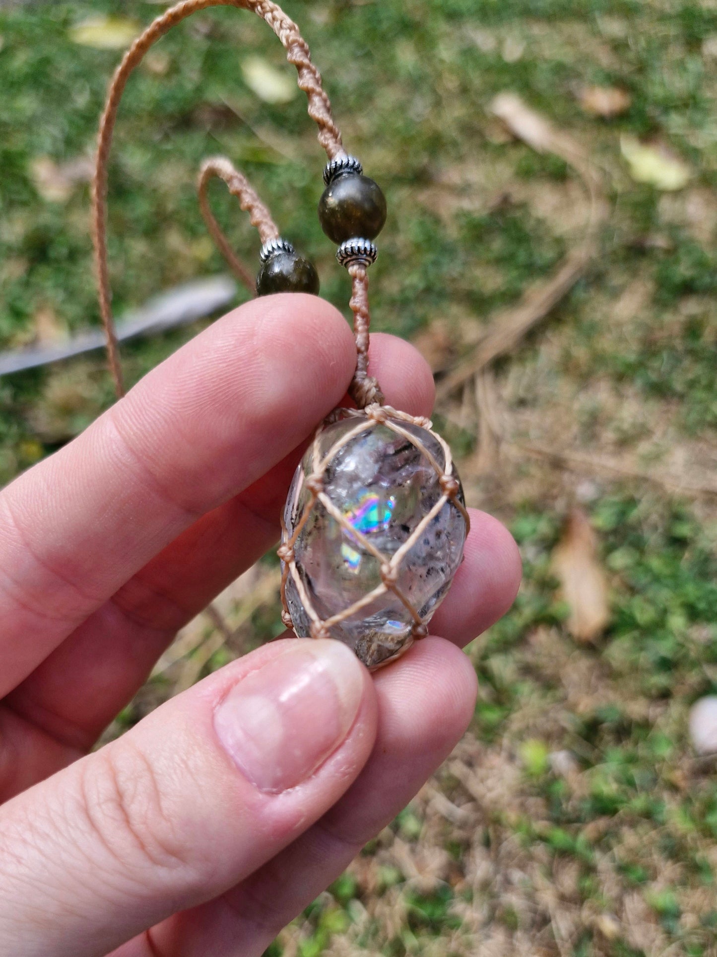 Tibetian Quartz macrame necklace