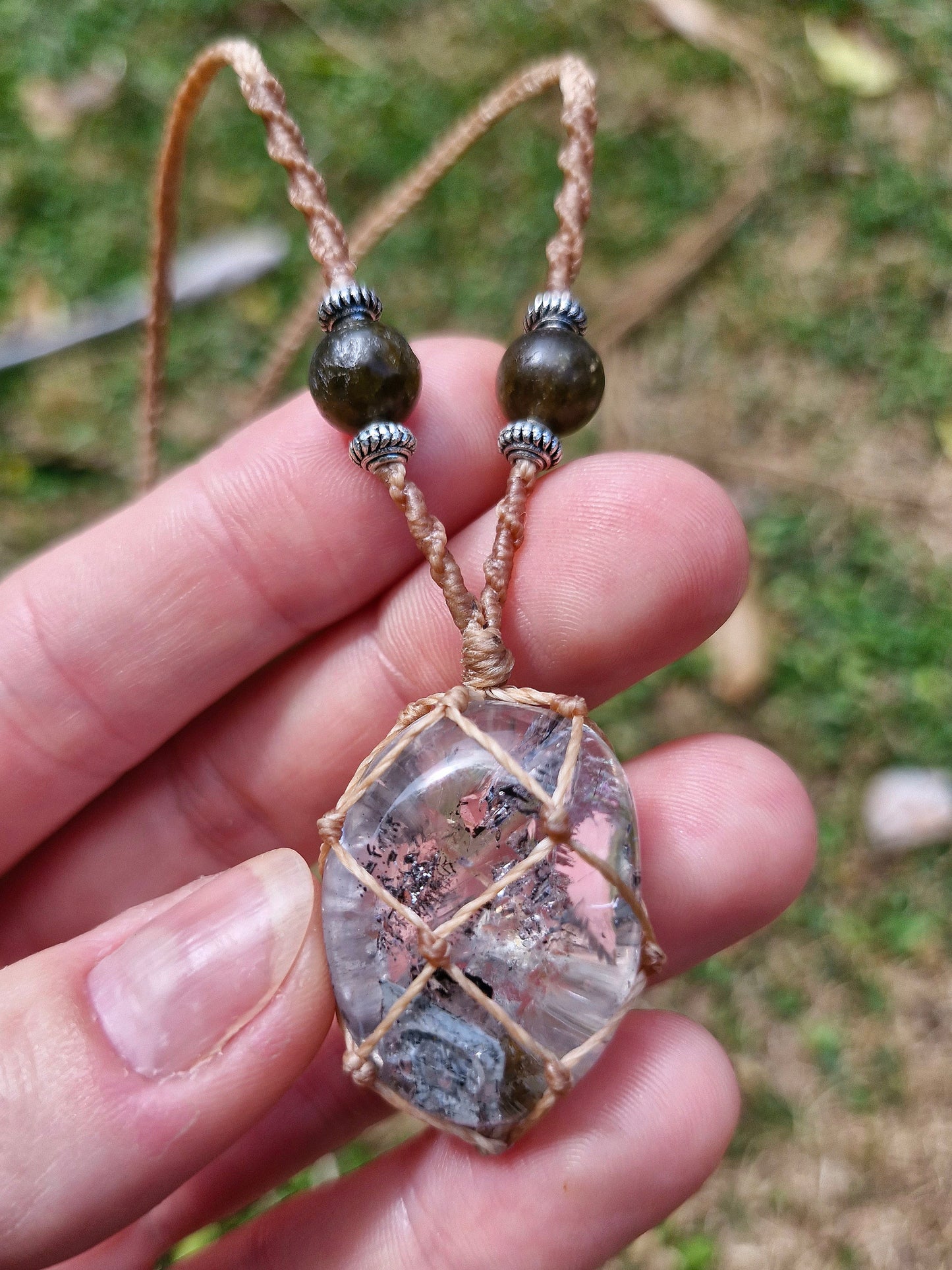 Tibetian Quartz macrame necklace
