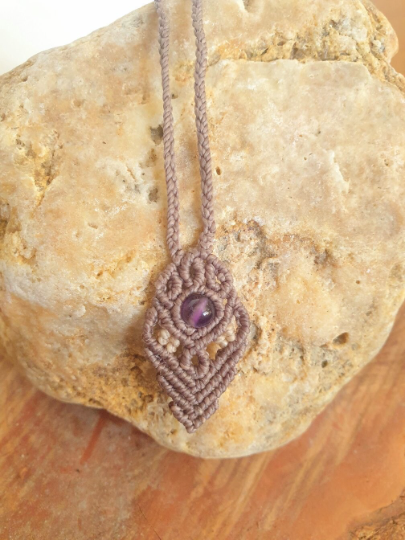 Clear Spirit Quartz macrame Amulet