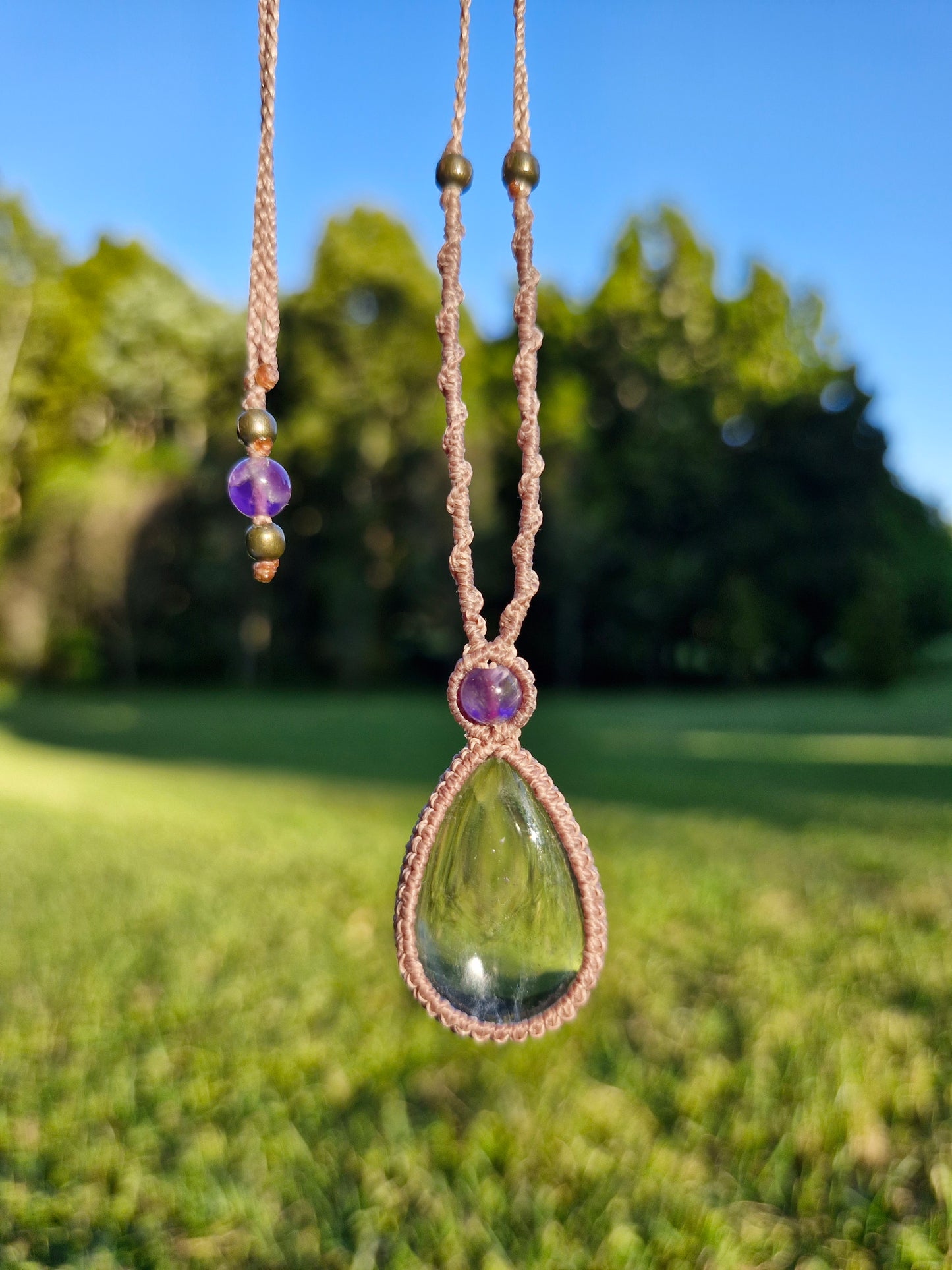 Clear Quartz and Amethyst pendant