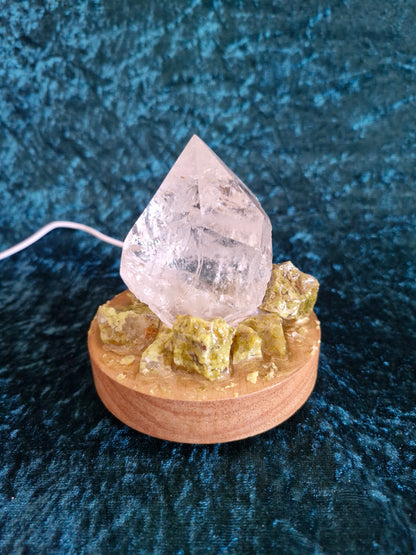 Clear Quartz and green Opal