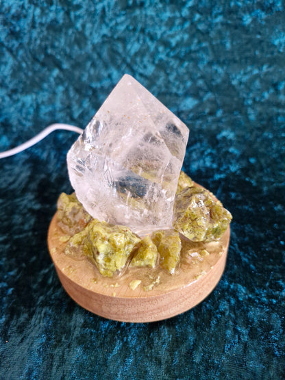 Clear Quartz and green Opal