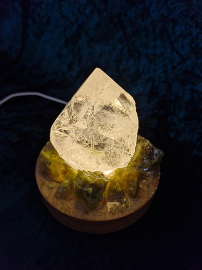 Clear Quartz and green Opal