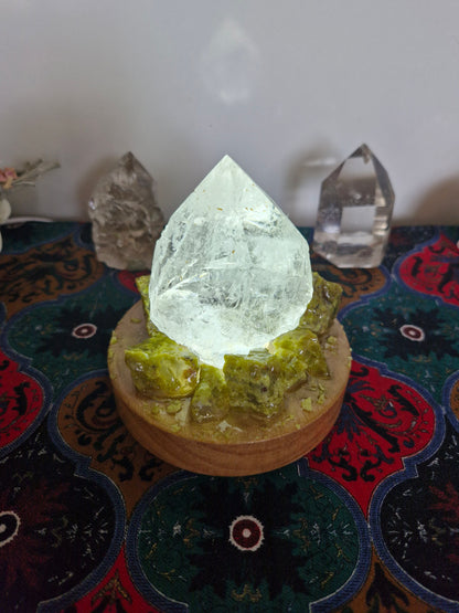 Clear Quartz and green Opal