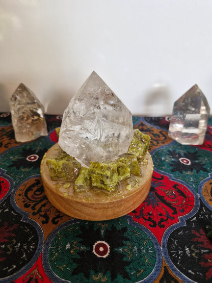 Clear Quartz and green Opal