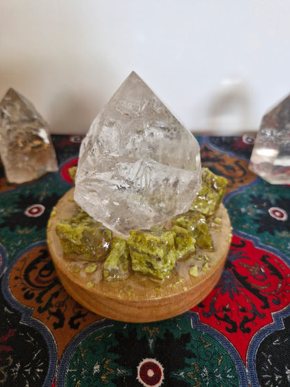 Clear Quartz and green Opal