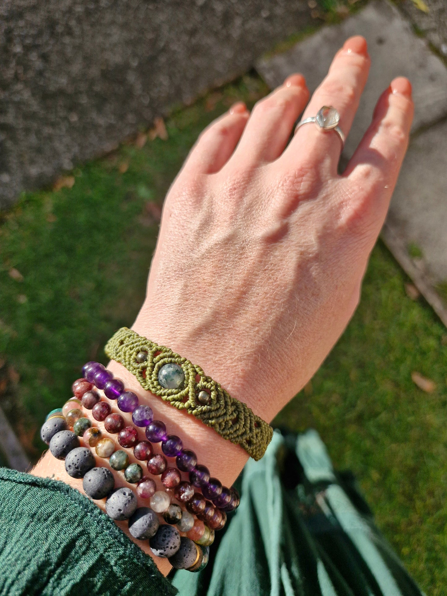 Moss Agate - Grounding - Crystal bracelet/anklet