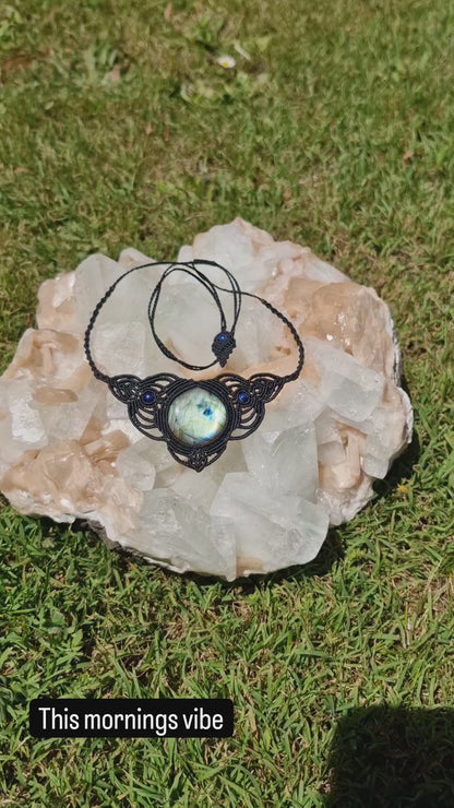 Mystical Labradorite Crystal Choker and Crown