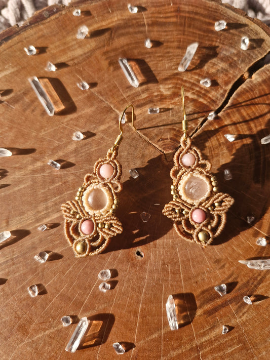 Rose quartz, Pink Opal and Rhodonite earrings