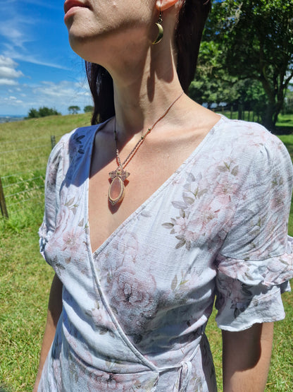 Angel Wings Rose Quartz pendant