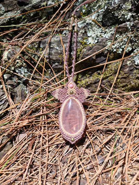 Angel Wings Rose Quartz pendant
