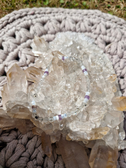 Moonstone, Amethyst and Mother of Pearl Bracelet